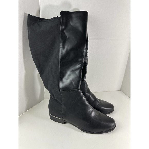 Lane Bryant Smooth 50/50 Silver Rand Boots Black Tall Riding Boot 11W 11 Wide - Picture 2 of 13